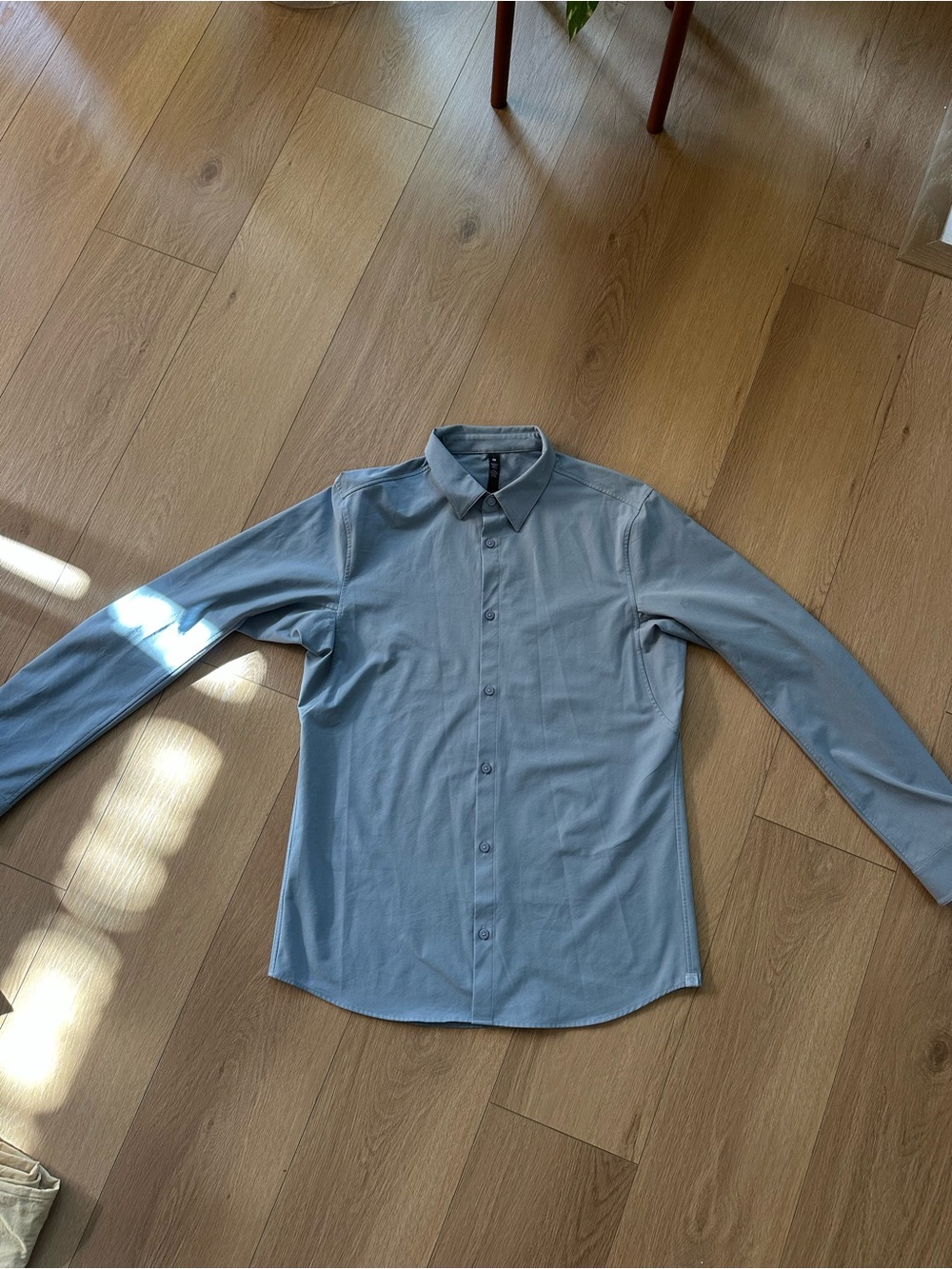 Lululemon Men's Light Blue Long-Sleeve Button-Down Shirt